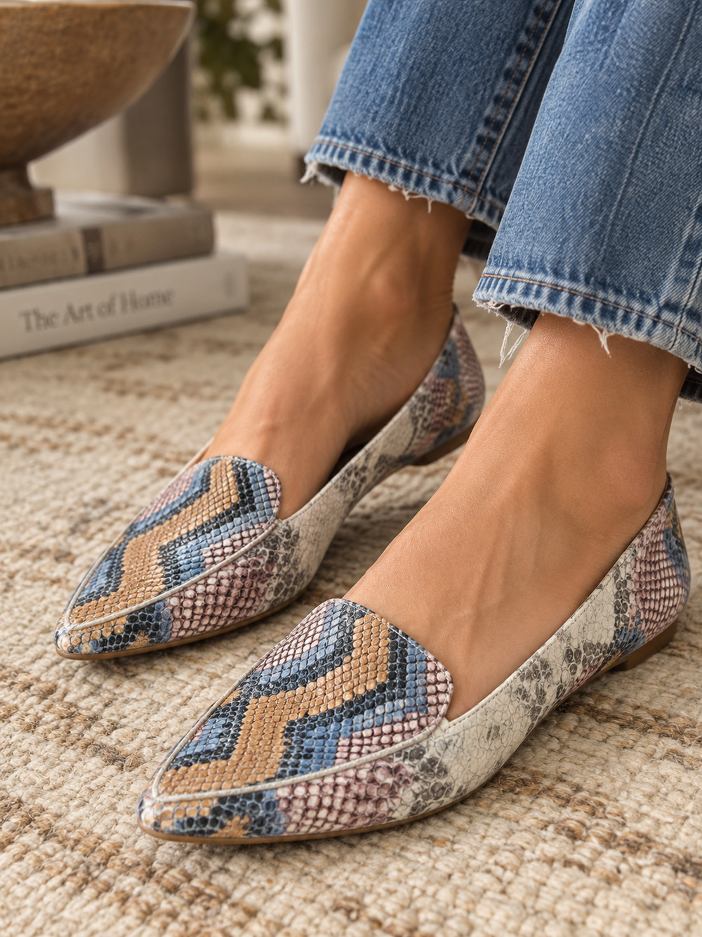 Blondo Loafers Snakeskin Leather Business Casual Flats Shoes Size 8.5M
